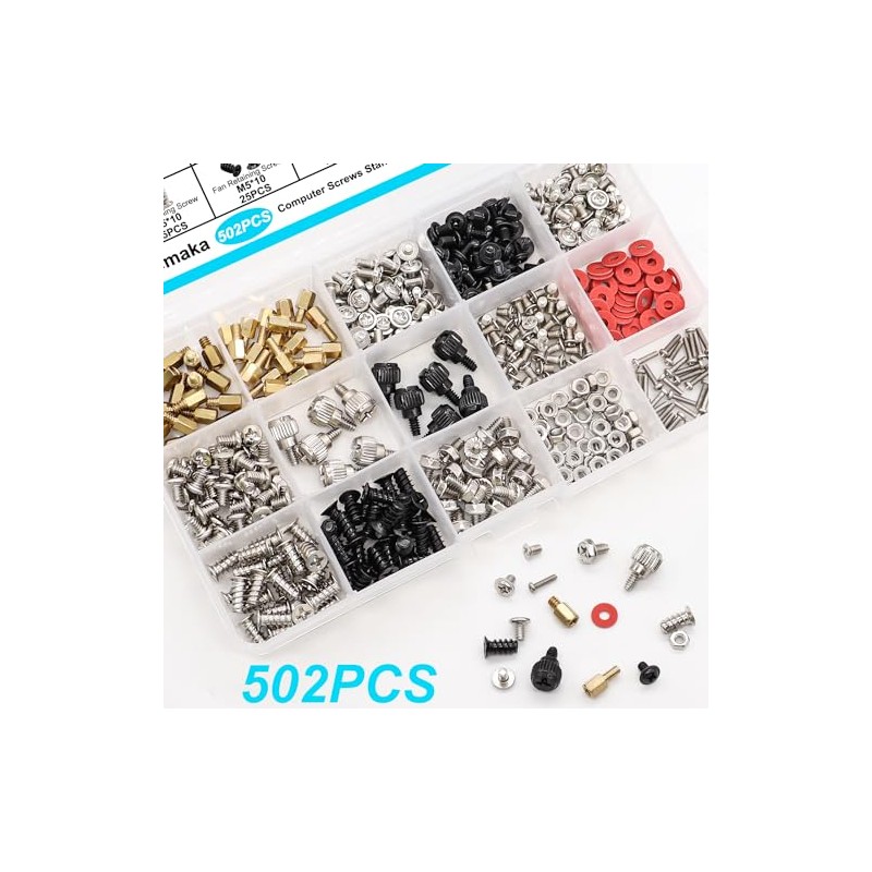 Juego de 502 Tornillos para Computadora, Separadores de Placa Base,