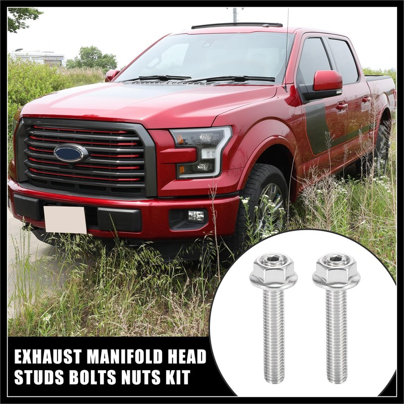 Hihaha 16pcs Stainless Steel Exhaust Manifold Bolt Stud Hardware for