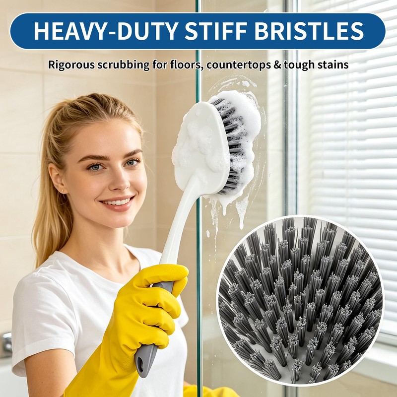 3 Pack Heavy Duty Scrub Brush Set, Curved Corner Brush