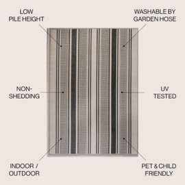 JONATHAN Y SMB202D-8 Haynes Modern Double Stripe Indoor Outdoor Area Rug, Rustic, Transitional, Farmhouse Easy Cleaning,Bedroom,Kitchen,Backyard,Patio,Non Shedding, Black/Beige, 8 X 10