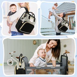 HOTBEST Unisex Baby Diaper Bag Backpack, Black & Grey, Large