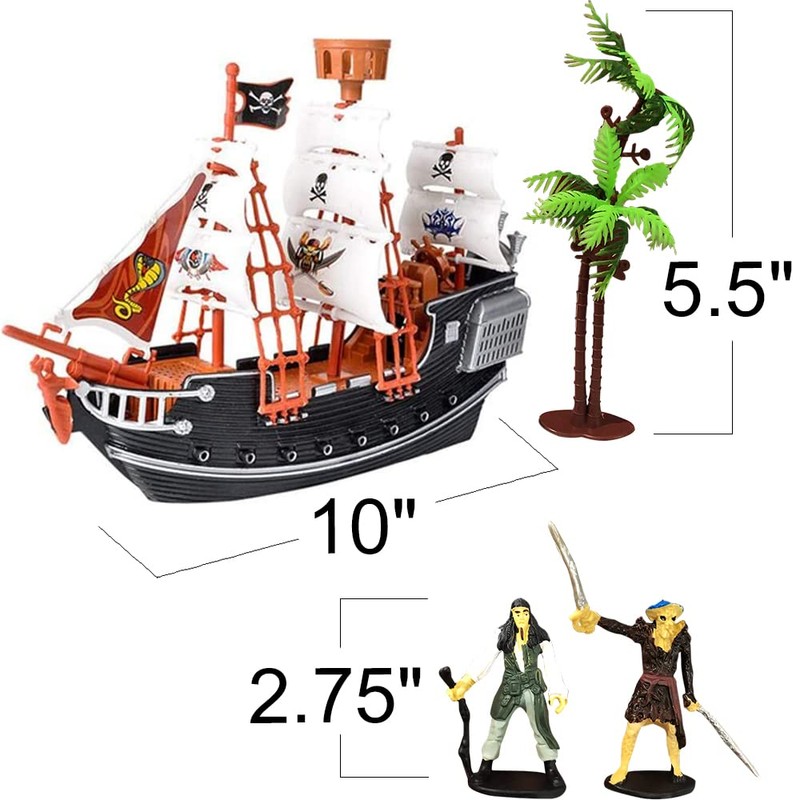 ArtCreativity 10 Inch Pirate Boat Playset, Detailed Ship Toy with
