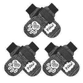 BEAUTYZOO Anti Slip Dog Socks for Small Medium Large Dogs with Grips Straps on Hardwood Floor Protection Wear, Traction Control 3 Pairs Double Side Paw Protector to Prevent Licking for Girl or Boy