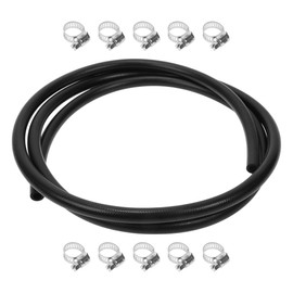 HEROFFIX 1 Set 3/8" Fuel Line Kit 8ft Vacuum Hose Automotive Fuel Hose with 10 Clamps Black NBR Rubber
