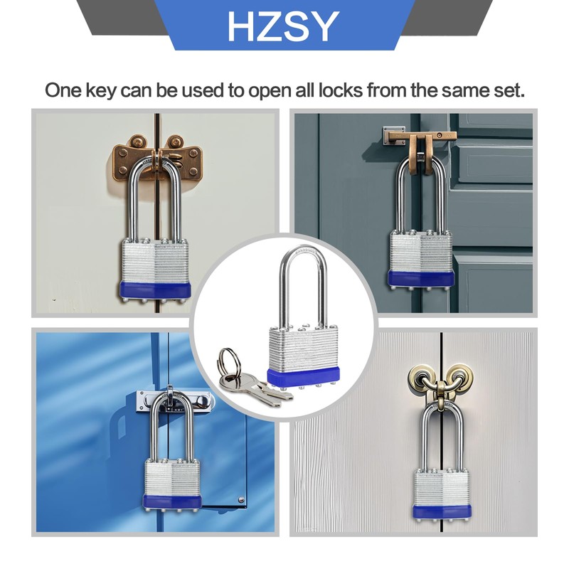Padlocks Keyed Alike Key Lock, 6 Pack Laminated Steel Keyed