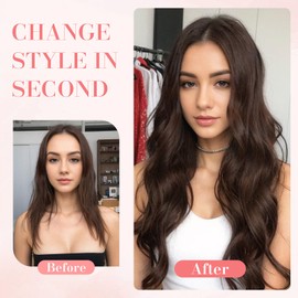 Hair Toppers for Women Real Human Hair,Upgrade Base 360°3D Clip on Bangs Real HairTopper for Women with Bangs Clip in HairPieces(Dark Brown,11inch)