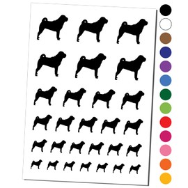Shar-Pei Dog Solid Temporary Tattoo Water Resistant Fake Body Art Set Collection - Black (One Sheet)
