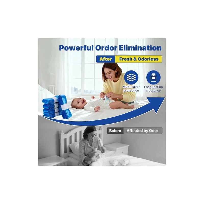 Nappy Bin Refills, 7.5m Extra-Long Diaper Pail Bags Compatible with