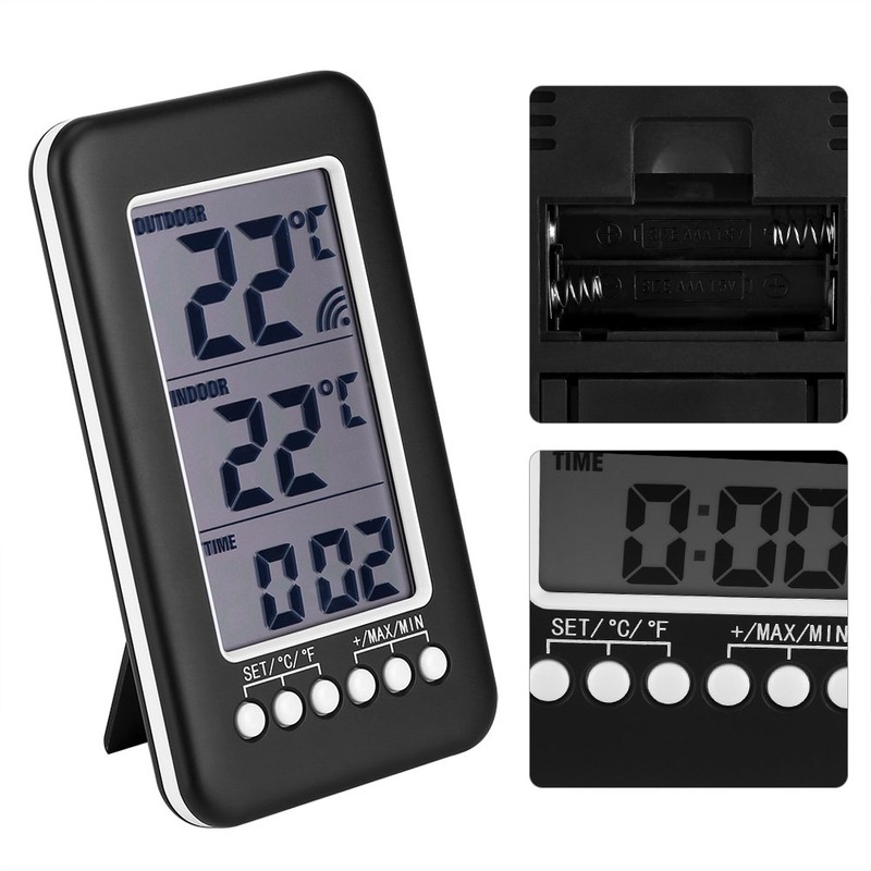 LCD Digital Wireless Thermometer with Indoor and Outdoor Electronic Temperature