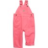 Carhartt Girls' Bib Overalls (Lined and Unlined), Pink Lemonade, 18