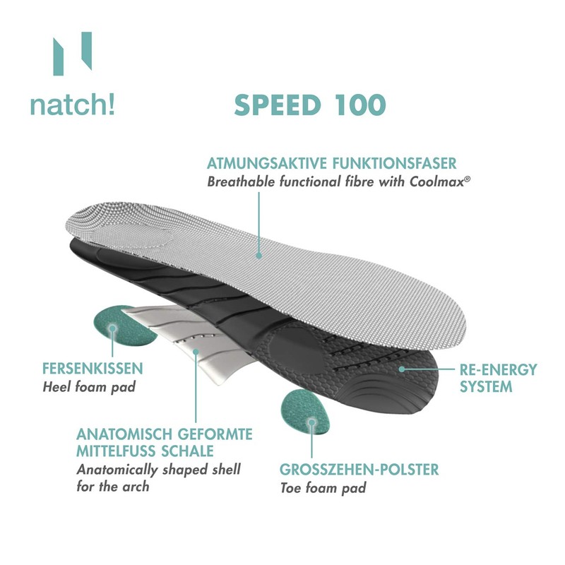 natch! Speed 100 - Footbed for Ambitious Endurance Runners, Recreational