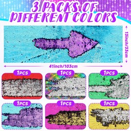 Irenare 6 Pcs Sensory Wall Sequin Flip Fabric for Boys and Girls 40 x 13 Inch Sensory Graffiti Reversible Sequin Fabric Room Decor for Classrooms Autism (Gold,Green,Red,Purple,Blue,Colorful)