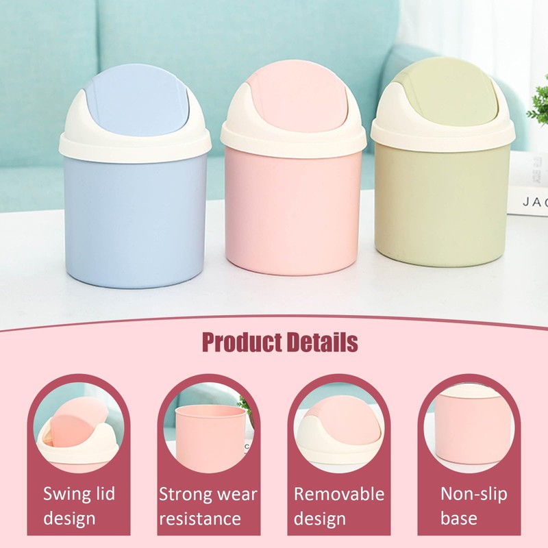 ZGWANSUI 2Pcs Desktop Trash Can with Swing Lid & 120