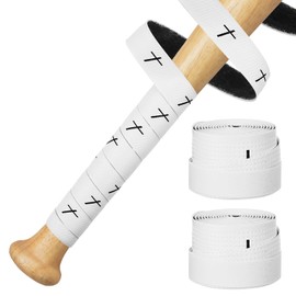 Ahzemepinyo 2 Pack Cross Baseball Bat Grip Tapes Adhesive Back Softball Grip Tapes Religious Bat Grip Tape Baseball Bat Wrap 1.1mm Precut Bat Tape for Sports (White)