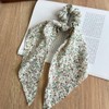 Fashion Flower Hair Scarf with Ribbon Bow Scrunchies for Women