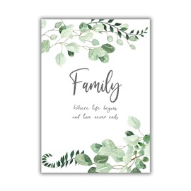 Family Quote Prints, Family Where Life Begins and Love Never Ends Art, New Home Gifts, UNFRAMED A4, Crafty Cow Design