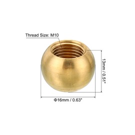 PATIKIL M10x1 16mm Thread Lamp Finials Cap Knob, 5 Pack Brass Ball Lamp Decoration Screw Caps for Furniture Lighting Lamps