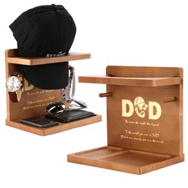 Sovyime Best Dad Gifts for from Daughter Son, Wooden Hat Stand Presents Dad, Daddy Racks Baseball Caps,Hat Storage Home Office Desk Organiser,Dad Birthday Fathers Day Christmas