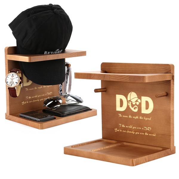 Sovyime Best Dad Gifts for from Daughter Son, Wooden Hat Stand Presents Dad, Daddy Racks Baseball Caps,Hat Storage Home Office Desk Organiser,Dad Birthday Fathers Day Christmas