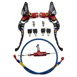 GOOFIT 22mm CNC Motorcycle Hydraulic Clutch Brake Pump Master Cylinder Lever Adjustable Universal for Motorcycle Pocket Dirt Bike ATV 125cc -250cc Vertical Off Road Scooter Red