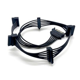 Art&Beauty 15 Pin 1 Male SATA to 5 Female SATA Power Splitter Extension Cable Adapter Cable Powers up to 5 for HDD,SSD, Optical Drives(19.6 inches, Black)