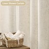 Awellife Tassel Shower Curtain Linen Cream Farmhouse Shower Curtains for