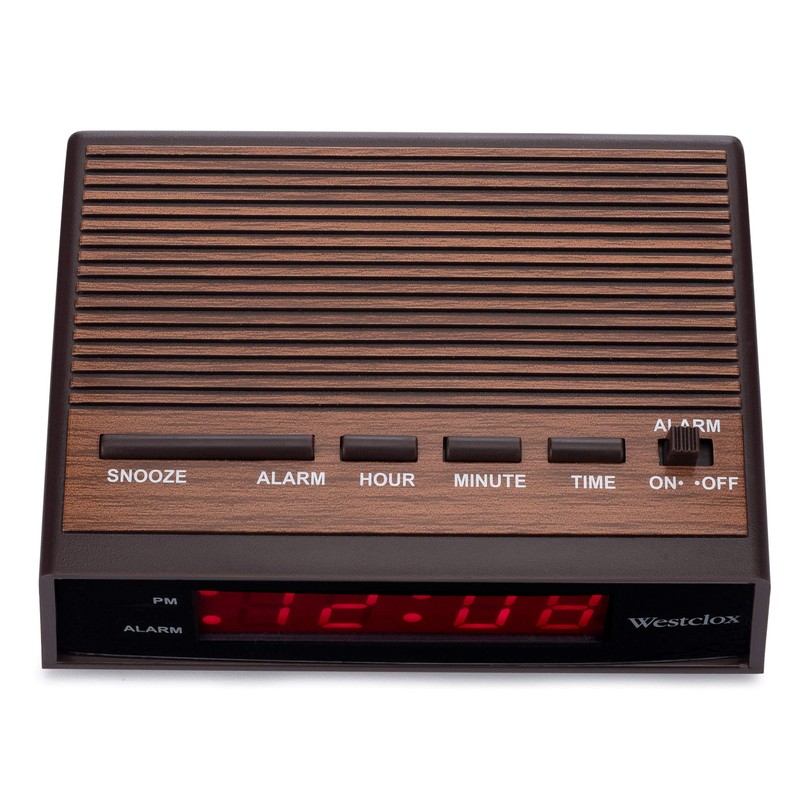 Westclox Retro Wood Style Small Night Table Alarm Clock with