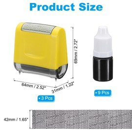 PATIKIL Identity Theft Protection Roller Stamp, 3Pcs 1.7" Confidential Roller Stamp Privacy ID Police Stamp Roller for Security ID Address with 9Pcs Refills, Yellow