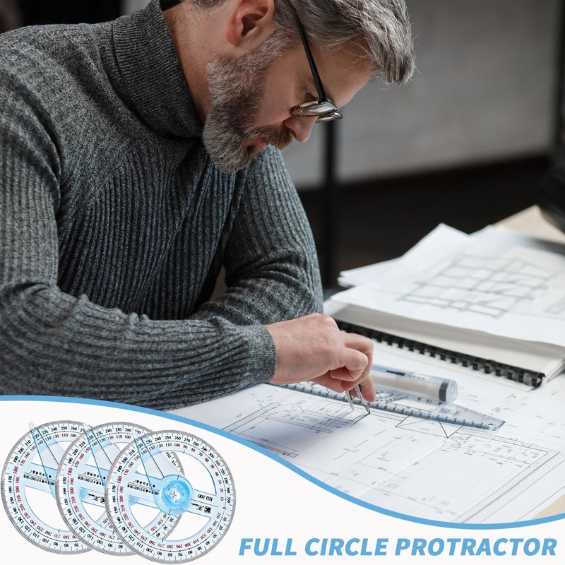 3 Pcs Protractor Circle Protractor, 360 Degree Protractor Angle Measure