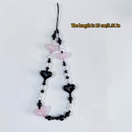 Paifeancodill Phone Charm, 4 Pcs Cute Phone Strap, Beaded Cell Phone Lanyard Phone Wrist Strap for Women Girls Phone Charm Strap Phone Chain Phone Keychain Beaded Phone Charms Beaded Lanyard (Heart)