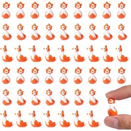 50pcs Resin Goose Miniature, Funny Cute Mini Fall Maple Leaf Goose Decor Tiny Small Autumn Ornament for DIY Dollhouse Garden Bonsai Micro Landscape Thanksgiving Fall Party Decoration