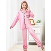 Mikrdoo Girls Silk pajamas Sets: Long Sleeve Sleepwear Button-Down 2