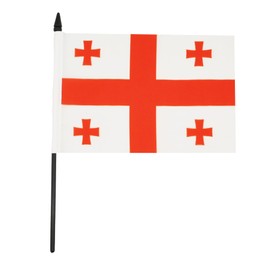 Georgia Table Flag 5'' x 8'' - Georgian Desk Flag 21 x 14 cm - Black plastic stick and base - Drapeau Géorgie AZ FLAG