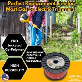 Vaughan's Master Line PRO .095" Trimmer Line, 165ft | Jacketed Heavy-Duty Universal Weed Eater String for Gas & Electric Models | Made in The USA (1 Spool)