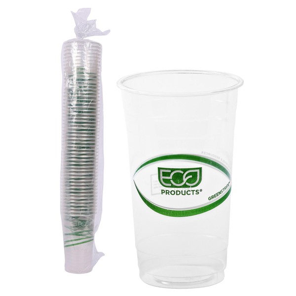ECO PRODUCTS GreenStripe Compostable Disposable Cold Cups, Renewable Eco-Friendly PLA