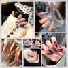 MAOLEETO Press on Nails, Short Ladder Fake Nails Gradient Pink
