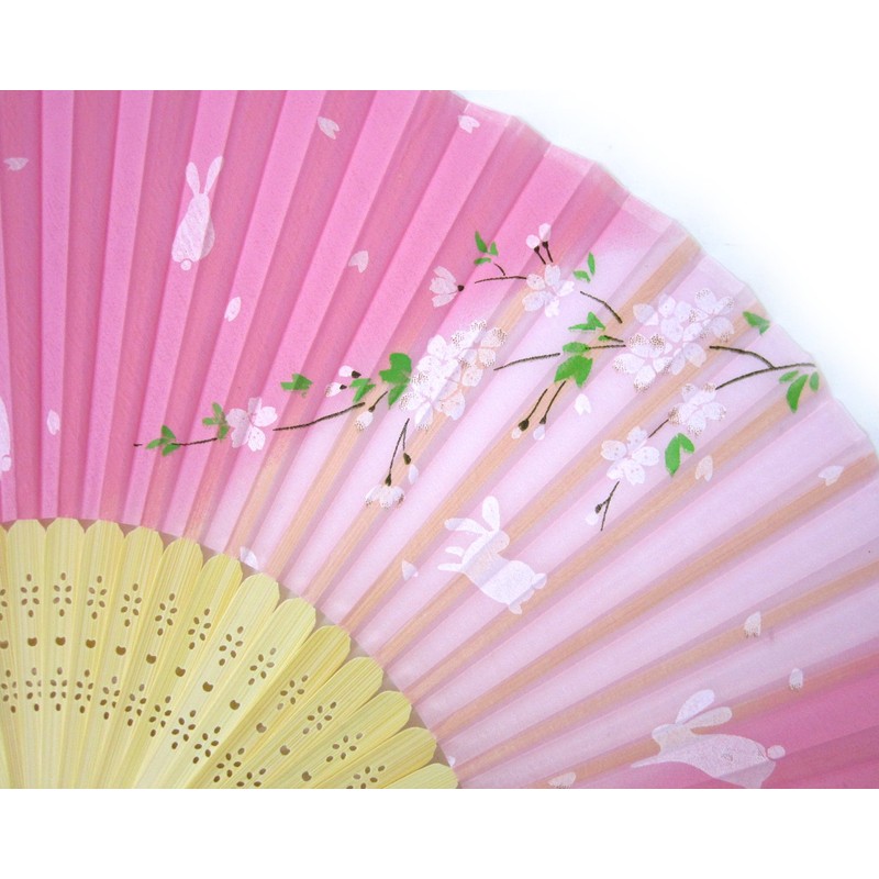 Luxurious 100% Silk Designer Fan, safety pink
