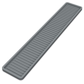 ZAPPOWARE Kitchen Sink Narrow Silicone Holder Tray 18"x3.1", Vanity & Bathroom Organizer, Gray
