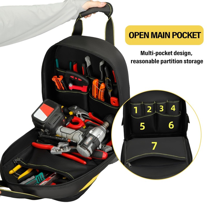 AIRAJ PRO Tool Backpack,17"Heavy Duty Tool Backpack Bag with Waterproof