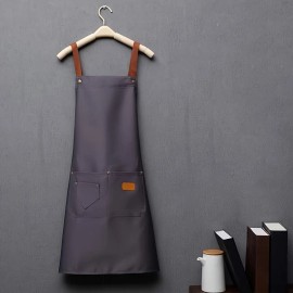 New Fashion Kitchen Aprons for Woman Men Chef Work Apron for Grill Restaurant Bar Shop Cafes Beauty Nails Studios Uniformcolor: Gray, size: Onesize