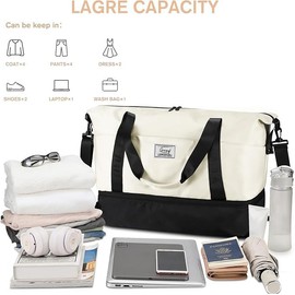 Travel Duffle Bags Large Capacity Weekender Bags with Shoe Compartment Waterproof Fashion Tote Bags for Women Sports Gym Lightweight Portable Weekend Overnight Luggage Workout Carry on Duffle