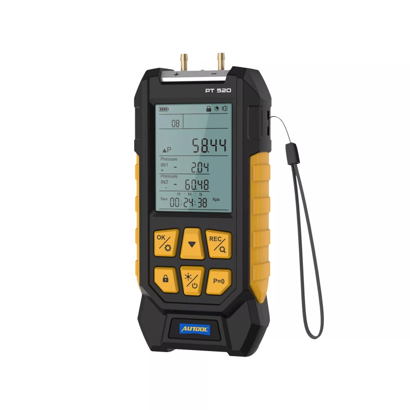 AUTOOL Portable Digital Manometer Dual Port Air Vacuum Pressure Gauge