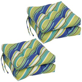 Blazing Needles 16-inch Square Tufted Outdoor Chair Cushion, 16 x 16, Browning Sunblue 4 Count