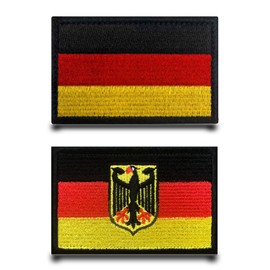 Pack of 2 German Eagle Flag Patch Removable Patches with Embroidery Funny Patch Appliqué for Jacket Vest Dog Harness Clothing Bags Backpacks Outdoor Jeans Baseball Cap