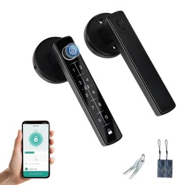 Fingerprint Door Lock Biometric Door Lock with Keypad & Keyless Entry - Smart Door Knob Handle for Bedroom/Home/Hotel/Office/Apartment - Supports APP/IC Card/Fingerprint/Key/Passcode Unlocking