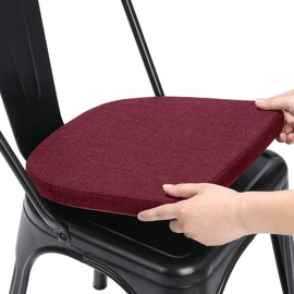 BUYUE Friendly Woven Fabric 14x14 Magnetic Cushion for Metal Chair 1 Piece, Enhanced Anti-Slip Seat Pad for Dining Kitchen Café Stackable Chair (U-Shape, Red, 1 Count)