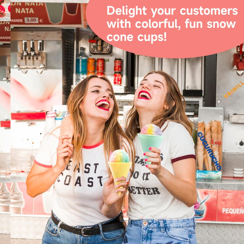 LUVCOSY 8-Pack Reusable Plastic Snow Cone Cups, Compatible with Nostalgia