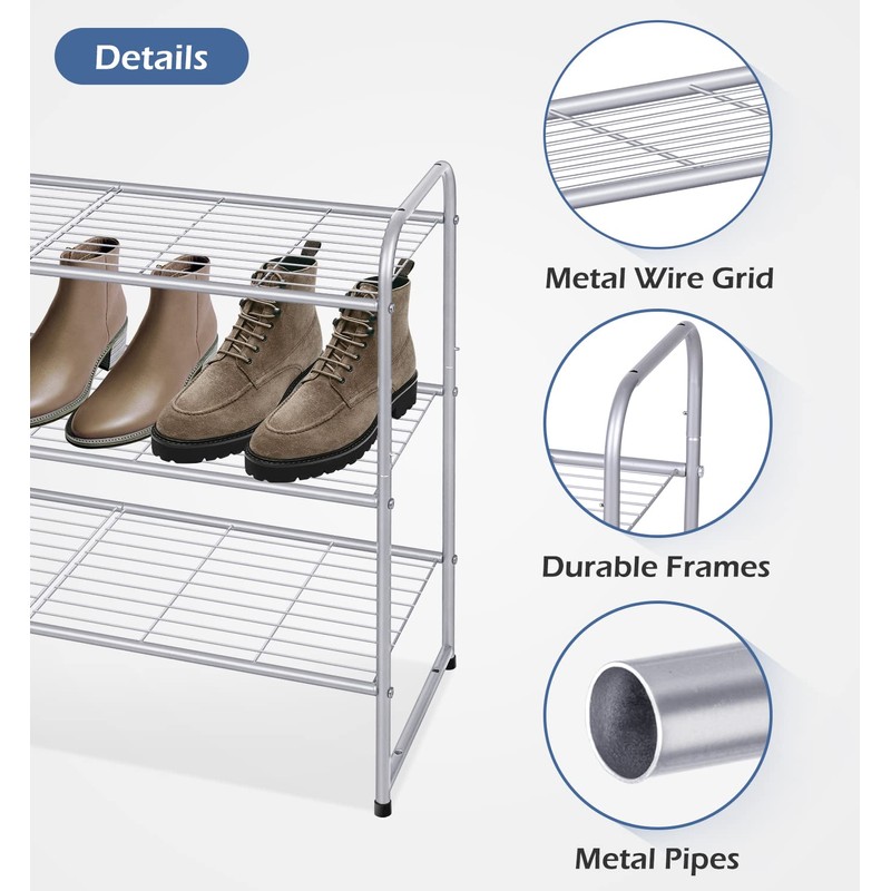 KEETDY 3-Tier Long Shoe Rack for Closet Metal Shoe Organizer