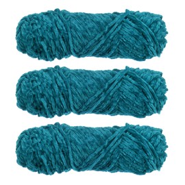 sourcing map 3 Skeins Chenille Yarn Soft Blanket Yarn 3x100gr/3.5oz (3x131yds) Polyester Velvet Fancy Fluffy Yarn Knitting for Crochet Weaving Scarf, Blue Green