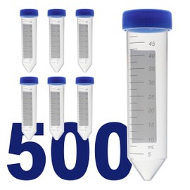 Kashi Scientific Conical Centrifuge Tubes 50mL, [500 Pack] Plastic Test Tube with Screw Caps, 50mL Sterile Test Tubes with Lids, 50 mL Falcon Tubes with Printed Graduation and Write-on Spot